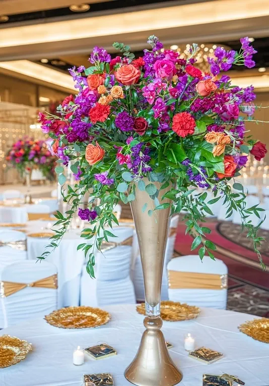 A vase of flowers on top of a table.